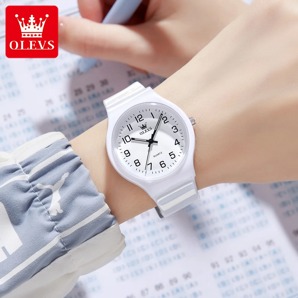 OLEVS 5648 Quartz Watch For Men Silicone Strap Fashion Simple Waterproof Luminous Wristwatch Number Scale Top Brand Man Watches