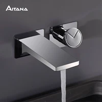 ก๊อกน้ำในห้องน้ำโครเมี่ยมทองเหลืองหรูหราพร้อมดีไซน์ติดผนังมือจับเดี่ยวการควบคุมแบบร้อนและเย็น2รูก๊อกน้ำธรรมดา 1