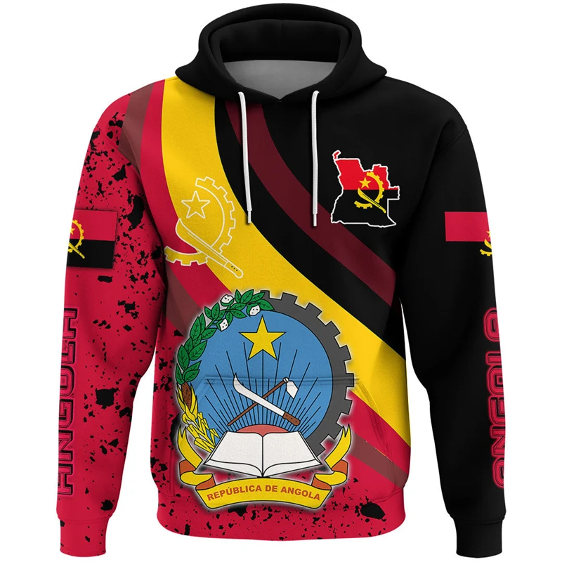 thumbnail image 1 of Nuevas sudaderas con capucha y cremallera para hombre y mujer, con estampado 3D de la bandera de Angola, de manga larga, con emblema del mapa angoleño, sudaderas de gran tamaño, 1 of 5