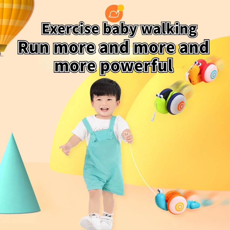 Children's Cute Rope Drag Snail Creative Toy Music Light Rope Pull Baby Toddler Toy 5
