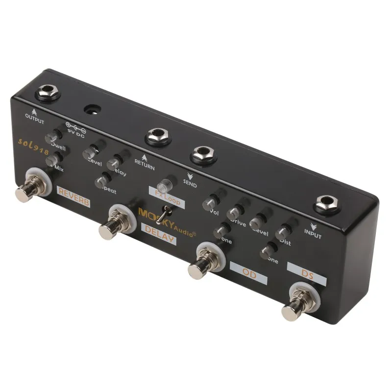 Guitar Multi Effect Pedal Distortion Overdrive FX Loop Delay Reverb Effects Pedal Metal Shell for Guitar Bass MOSKY SOL918