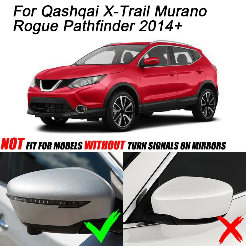 Chrome Side Rearview Mirror Cover Trim Molding Strip Light Decoration For Nissan Qashqai X-Trail Murano Rogue Pathfinder