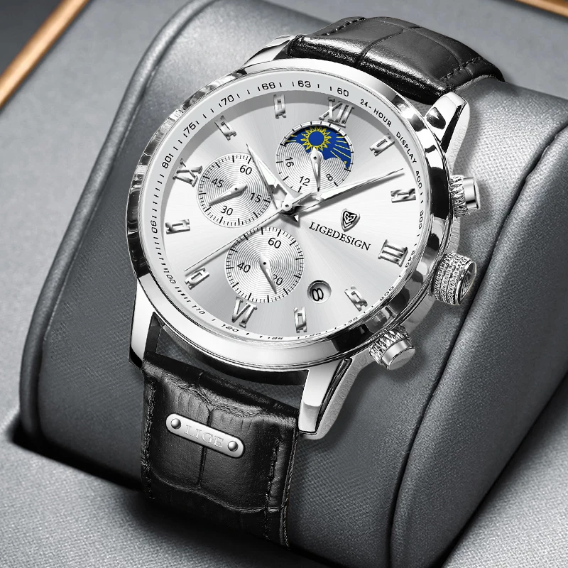 Leather Watch Clock Men Watch Luxury Waterproof Sport Quartz Wristwatch Chronograph Military Watches for Men Relogios Masculinos