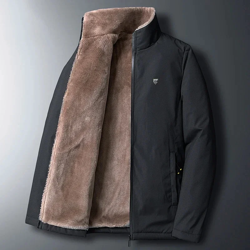 

2024 New Casual Padded Cotton Jacket Coat Men Plus Size Outerwear Windbreaker Lamb Wool Parka Oversize Warm Fleece Winter