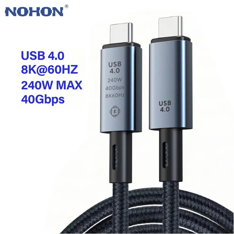Thunderbolt 4 USB 4.0 Data Cable Type C to Type C PD 240W Fast Charging
