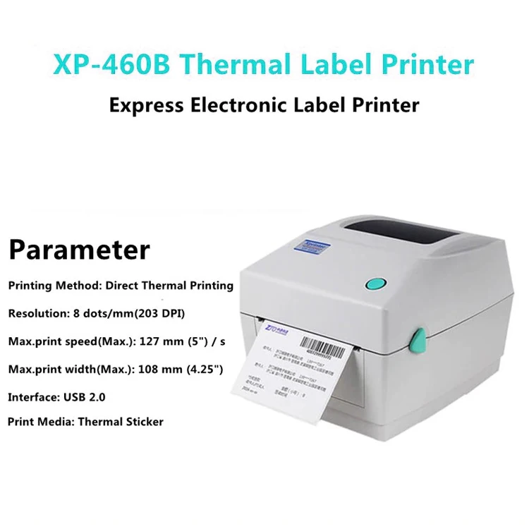 Xprinter XP-460B USB Port Thermal Automatic Calibration Direct Barcode Printer