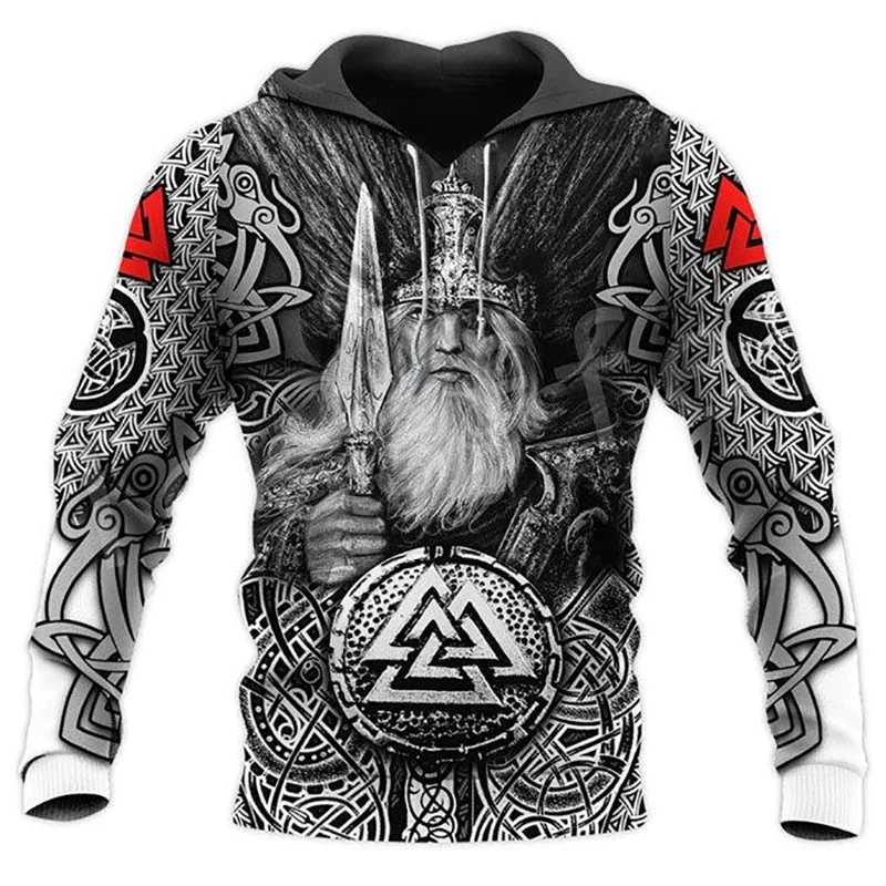 

Boutique Viking Symbol Printing 3D Hoodies Men Street Hip Hop Unisex Rock Style Hooded Clothes Autumn Refine Pattern Sweatshirts