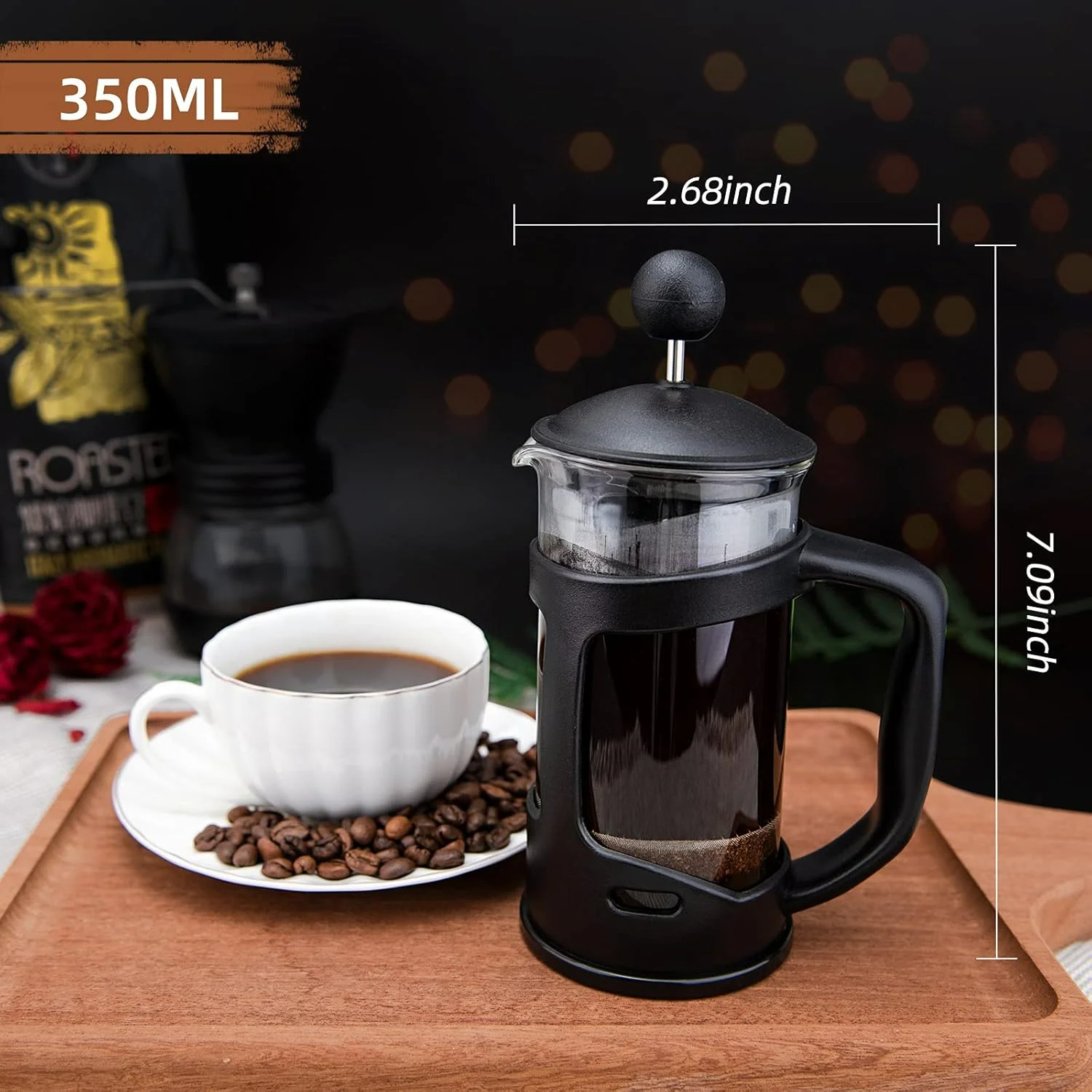 Mini French Press Coffee Maker 1 Cup, 12oz Coffee Press, Stainless Steel Filter, Maximum Flavor Brewer - Small 5 Mini French Press Coffee Maker 1 Cup, 12oz Coffee Press, Stainless Steel Filter, Maximum Flavor Brewer - Small 5