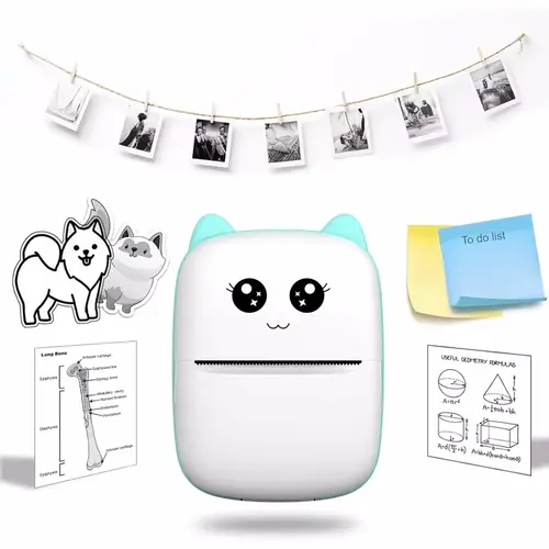 Portable thermal printer mini cat print photo pocket thermal label printer 58mm printing wireless Bluetooth Android iOS printers - Image 2