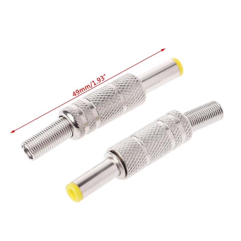 

E56B 5 Pcs Metal 5.5x2.1mm for DC Power Male Plug Adapter Connector with Yellow