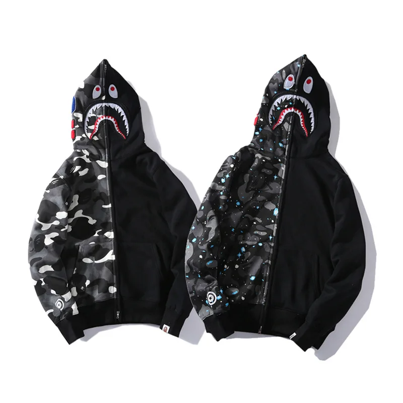 Мужская повседневная толстовка с капюшоном Bape Shark светящаяся куртка в стиле