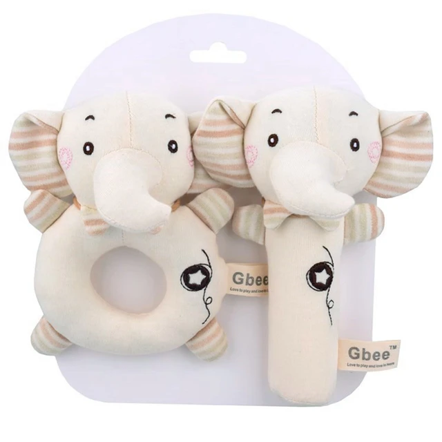 Newborn Baby Rattles Rabbit Bear Grab Ability Training Toys Infant Stroller Bed Hanging Bell Plush Dolls Baby Birthday Gift Toys 1
