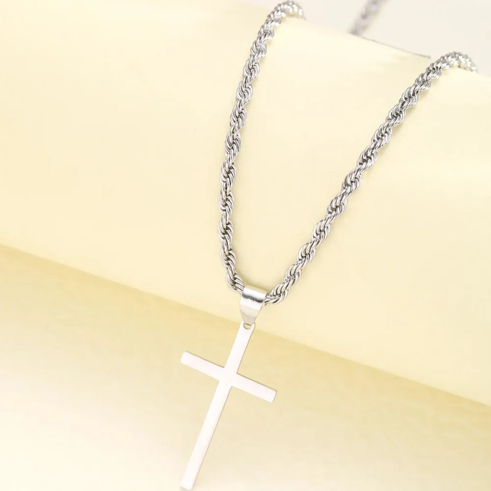 Stainless Steel Cross Pendant Necklace for Men Women Minimalist Gold Color Jewelry Male Female Necklaces Chokers Gifts 2024
