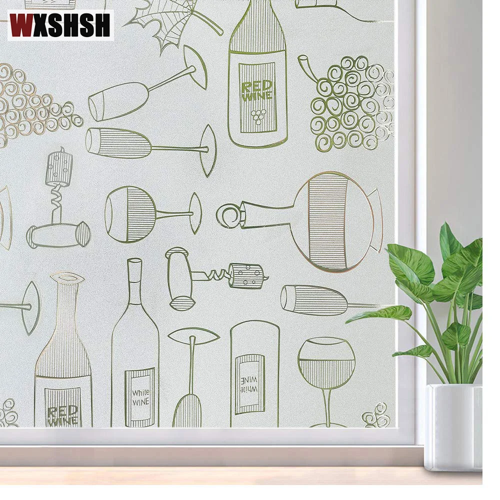 Wine Tableware Glass Film Static Cling Private Heat Control Removable Sticker For Restaurant Dinning Room Bedroom