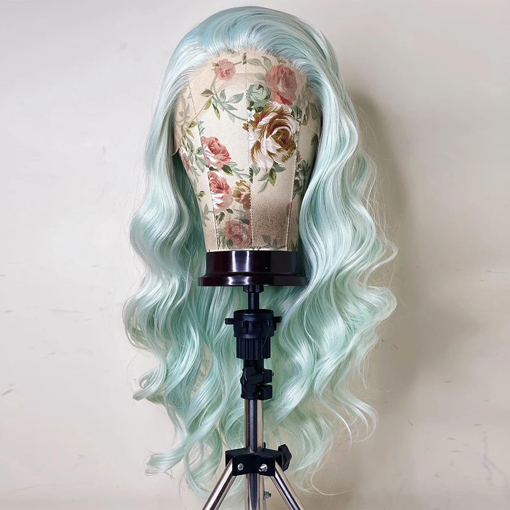 

Blue Color Synthetic Body Wave 13x4 Lace Front Wig Heat Resistant Drag Queen Cosplay Wigs For Black Women Pre Plucked 180%