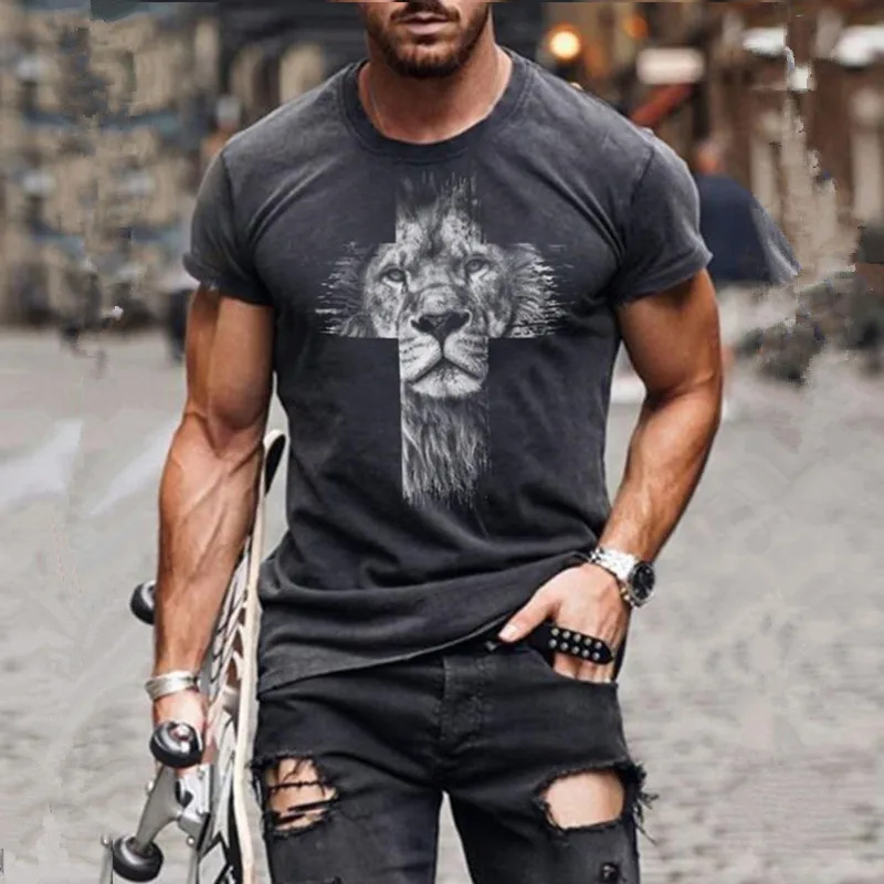 

Men's Summer Round Neck T-shirt Trend 3D Digital Printing Short Sleeve Personalized Sports Outdoor Top