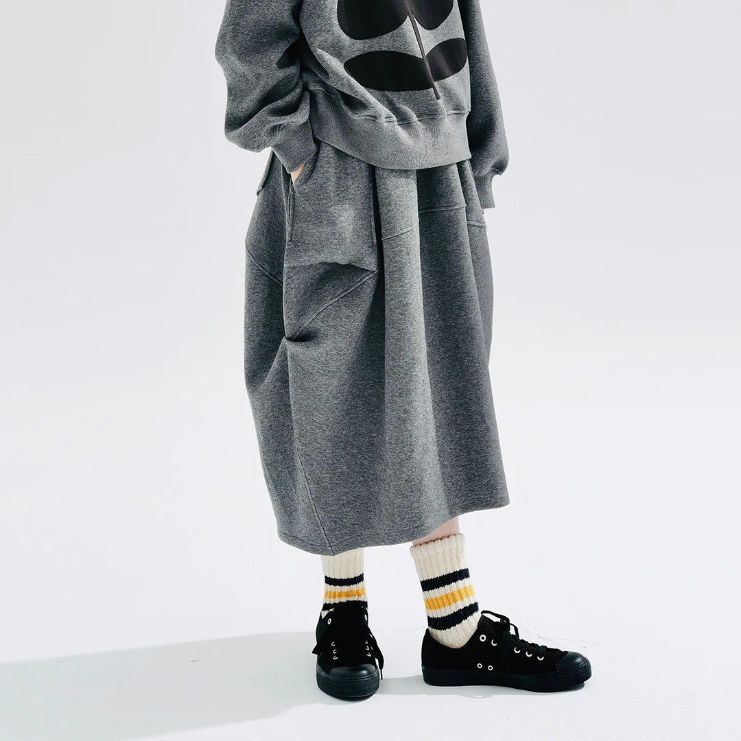 imakokoni Autumn 2023 new original design Air layer pinched grey skirt loose 234284 6
