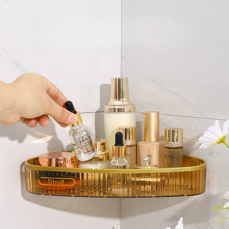Acrylic Bathroom Shelves Transparent Shower Storage Holder Organizer No Drilling Wall Mounted Floating Bathroom Shampoo Shelf 3