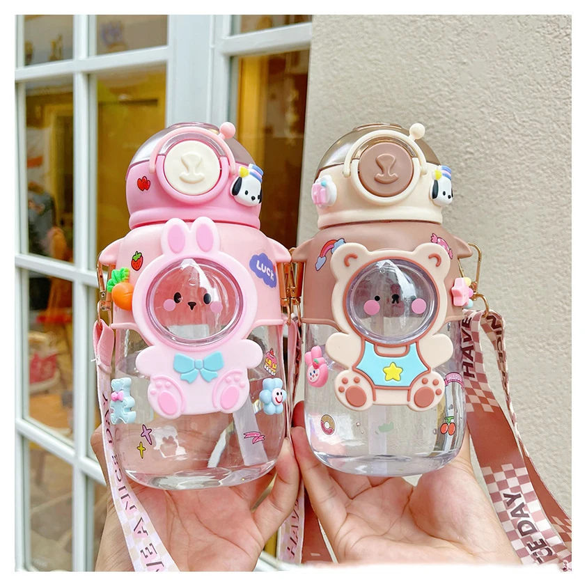 700ml Kids Water Bottle With Straw for School Cute Cartoon Leak Proof Mug Portable Cup Outdoor Travel Drinking Tumbler