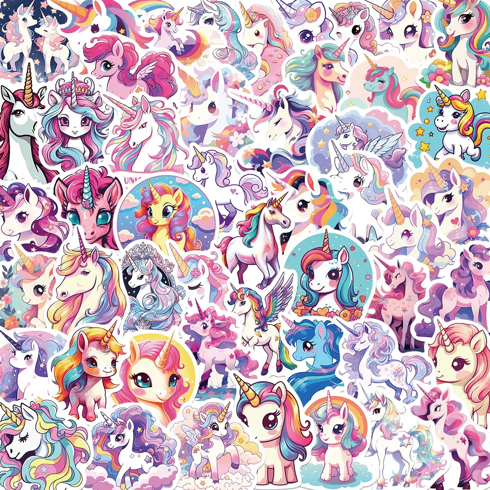50PCS Adorable Unicorn & Animal Graffiti Stickers - Waterproof Decorative Set