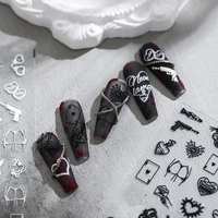 1 Sheet 5D Realistic Relief Sexy Night Life Gun Poker at Lane End Neon Area Adhesive Nail Art Stickers Decals Manicure Charms 1