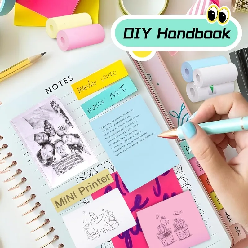 Thermal Paper for Pocket Thermal Printer Thermal Sticker Colored White Paper Stickers Gift for Halloween Christmas Sticky Notes