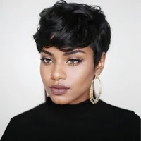 Short Curly Human Hair Pixie Cut Wig