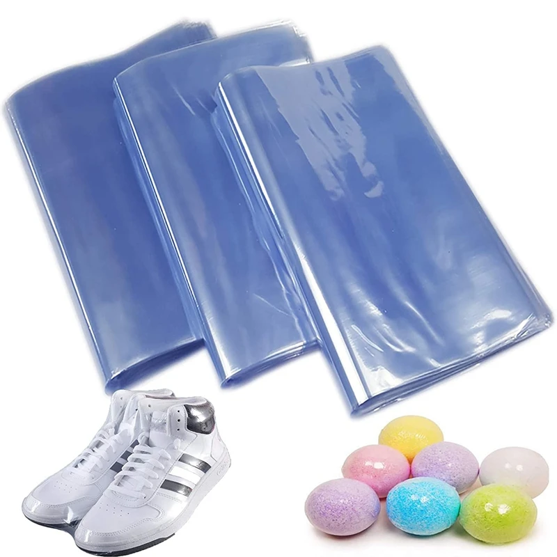 DIY 송풍기 열 도장 플랫 마우스 PVC 열 수축 필름 가방 랩, 방수 보관 투명 비닐 가방, 100 개