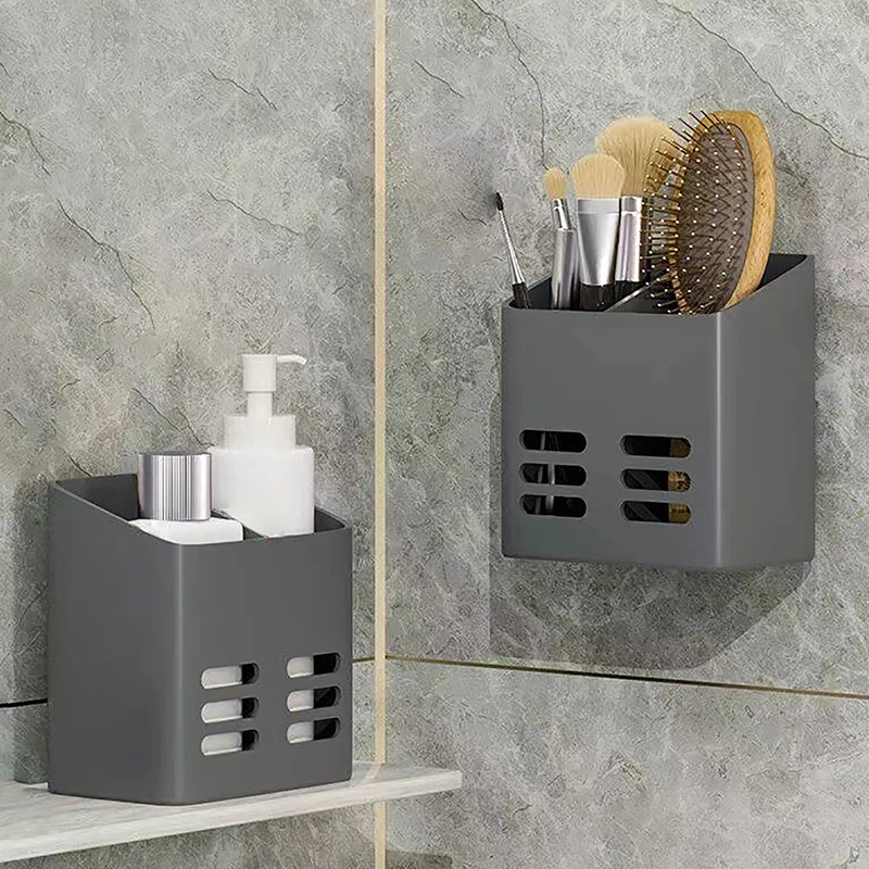 Bathroom Shelf Makeup Storage Organizer No Drill Toiletries Shelves Wall Mount Comb Skin Care Product Rack Bathroom Accessories 2