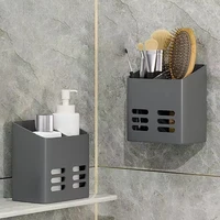 Bathroom Shelf Makeup Storage Organizer No Drill Toiletries Shelves Wall Mount Comb Skin Care Product Rack Bathroom Accessories 2