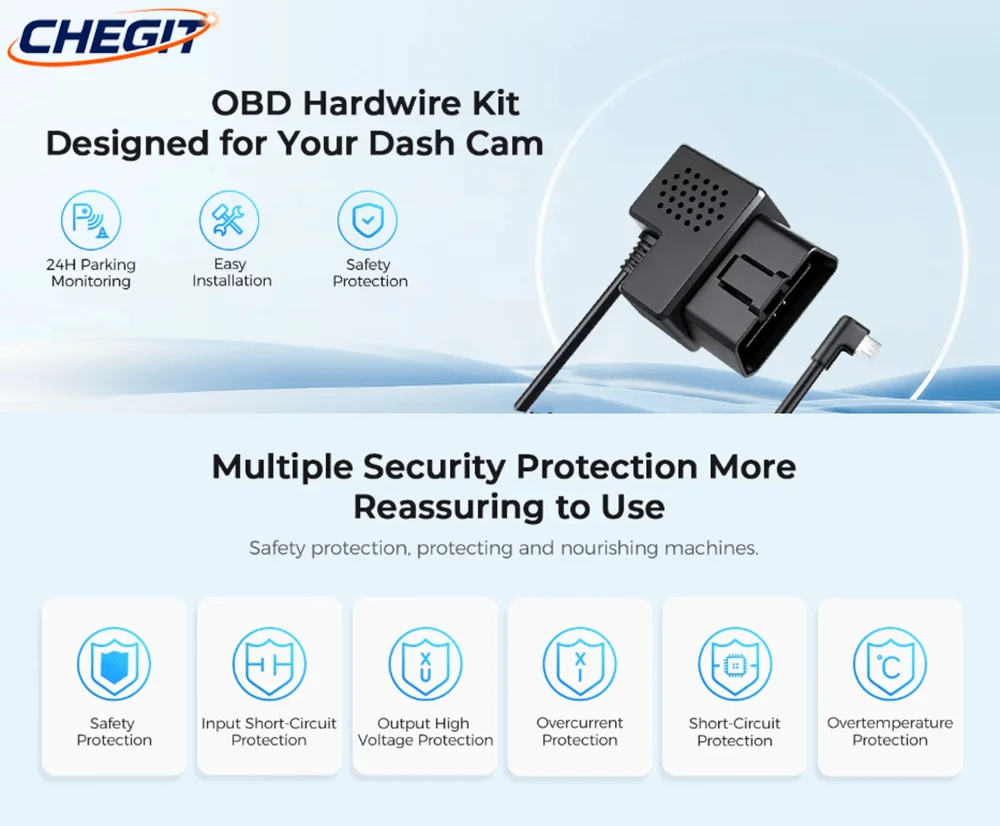 OBD-Hardwire-Kit Typ C-Anschluss/Micro-USB-Anschluss/Mini-USB für kompatibel mit 98 % des Auto-Dash-Cam-Kabel-Ladegeräts, 24-Stunden-Parkmonitors – Detail 2