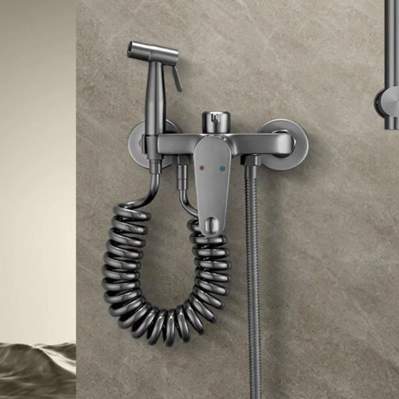 ก๊อกน้ำฝักบัวติดผนังทองเหลืองพร้อมหัวฉีดแบบพ่น, ก๊อกน้ำสามทางแบบติดตั้งบนอ่าง, ก๊อกน้ำผสมน้ำร้อนน้ำเย็นพร้อมวาล์วผสมน้ำร้อนน้ำเย็นขนาด G1/2 นิ้ว 1