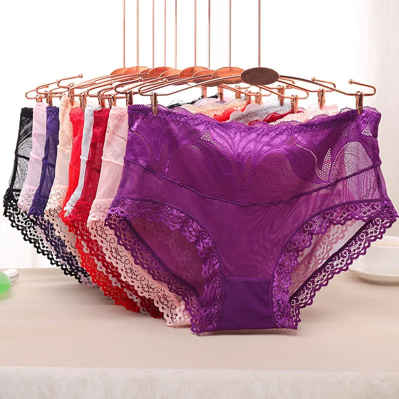 

Sexy Women Lace High Waist Tummy Control Underwear Large Size Female Panties Cotton Crotch Antibacterial Seamless Briefs 2023