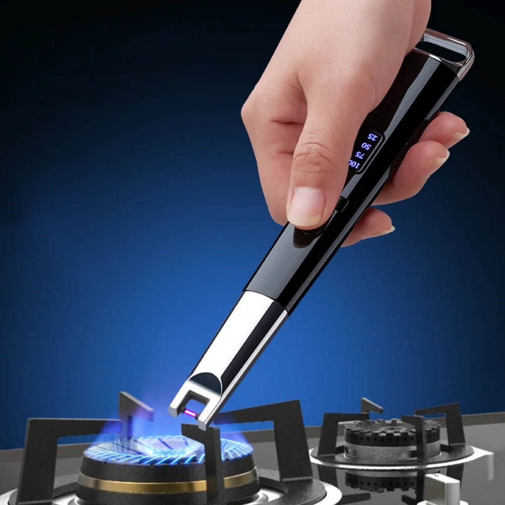 Gas Stove Igniter Electric Arc Lighter USB Portable Electric ARC Igniter Kitchen Gas Stove Ignition Tools Outdoor Camp Rechargeable Candle Long Lighter