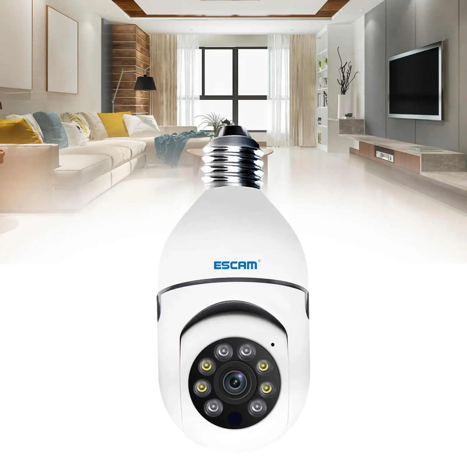 Bulb Home Security Camera 360° Audible Alarm Easy Installation 2 Way Audio 2