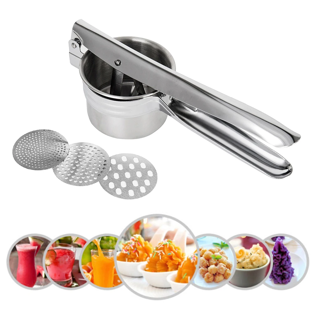 Mashed Potatoes Masher Heavy Duty Stainless Steel Potato Masher and Ricer for Puree Gnocchi Fruit Juicer