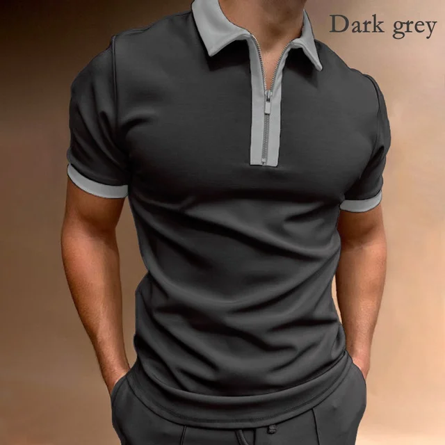 2021New Summer Men's Polo Shirt Joining Together Letters Color Polo Shirts Brand Men Short-Sleeved Tees Shirt Man Clothes S-3XL gray