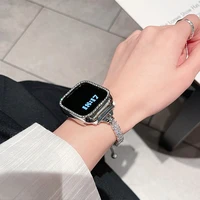 Bracelet de luxe en diamant Zircon pour Apple Watch série 11 10 9 8 7 6 SE UItra iWatch 49/46/45/44/42/41/40/38mm, Bracelet en métal 4