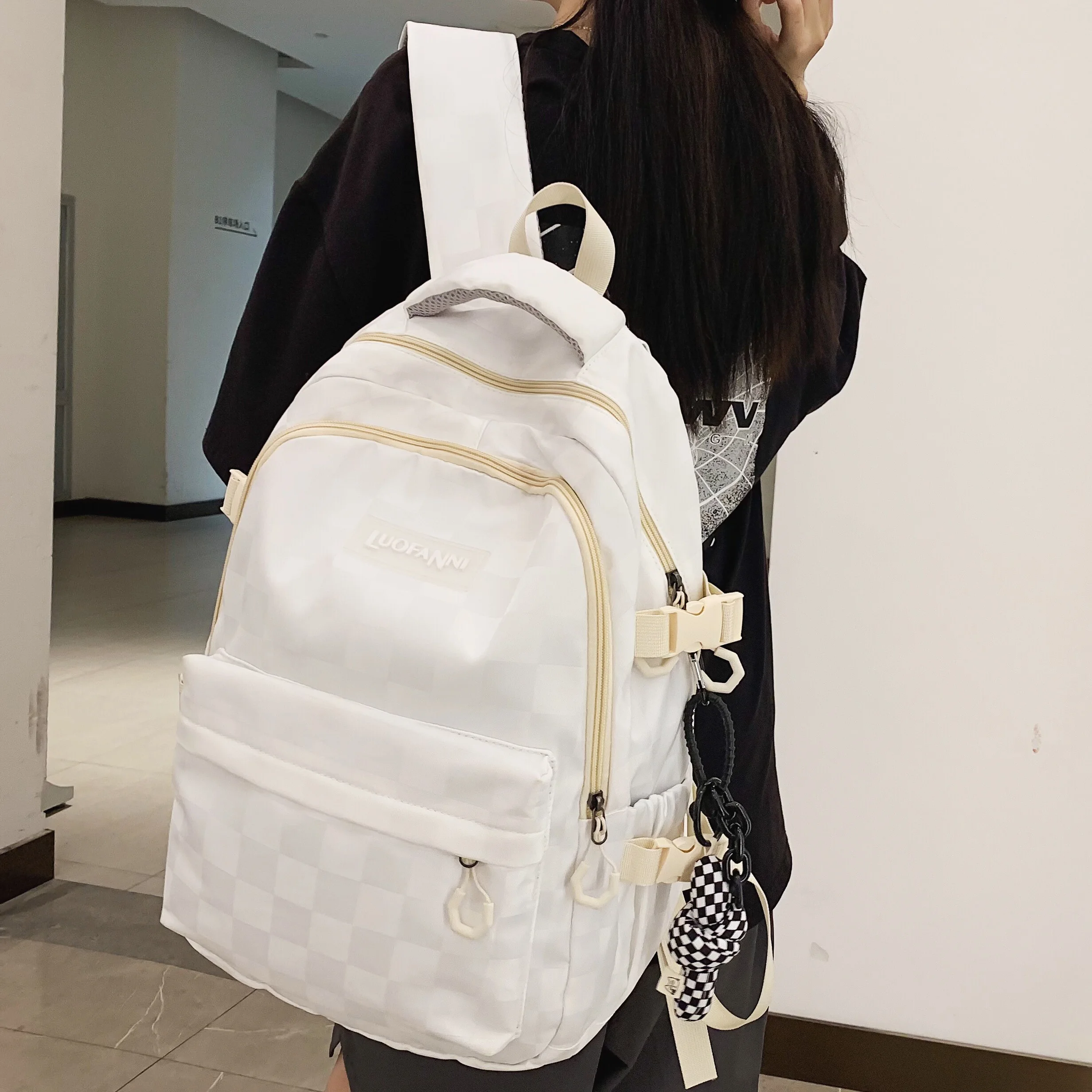 Female Men High Capacity Travel Book Bag Girl Boy Lattice SchoolBag Male Women Plaid College Backpack Lady Laptop Unisex Fashion