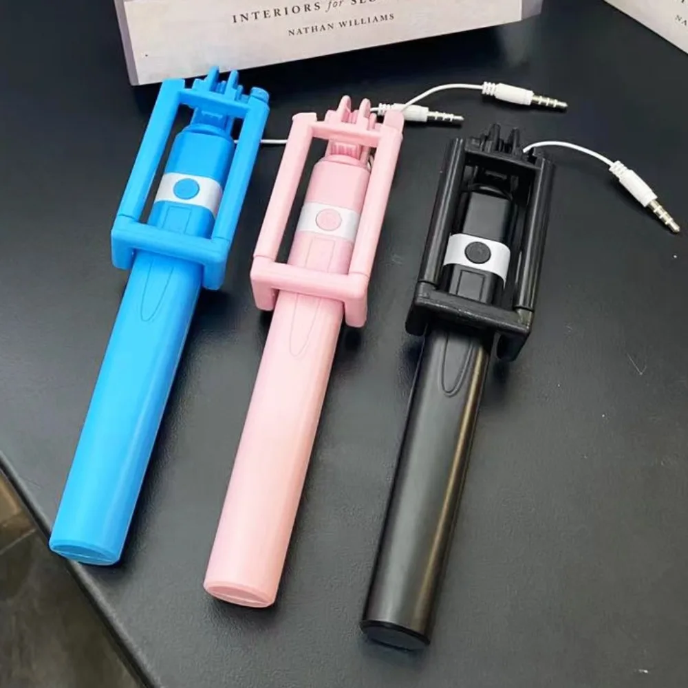 3.5mm 플러그 미니 와이어 제어 셀카봉 휴대용 접이식 휴대용 핸드헬드 셀카봉 미니 타입-C 플러그