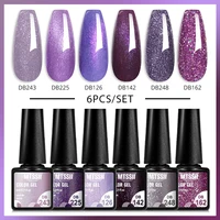 6Pcs/Set Purple Glitter Bright Gel Nail Polish Set Semi Permanent Spring Summer Colors Series Soak Off UV Nail Art Gel Varnish 1