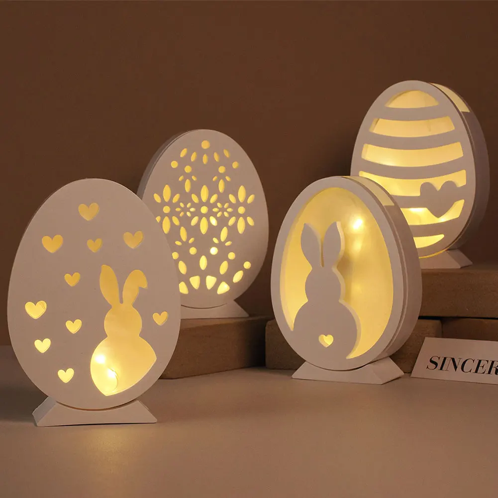 Hollow Easter Egg Rabbit Lamp Silhouette Silicone Mold DIY Gypsum Candle Base Plaster Mold for Easter Decoration