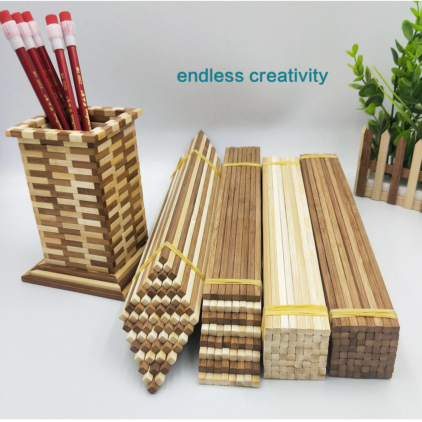 Craft Flat Sticks Wooden, Bamboo Sticks Crafts, Wood Square Sticks