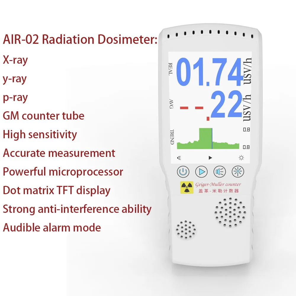 AIR-02 Radiation Nuclear Detector EMF Meter Full-functional Geiger Counter Tester New Environmental Detector VS BR-6