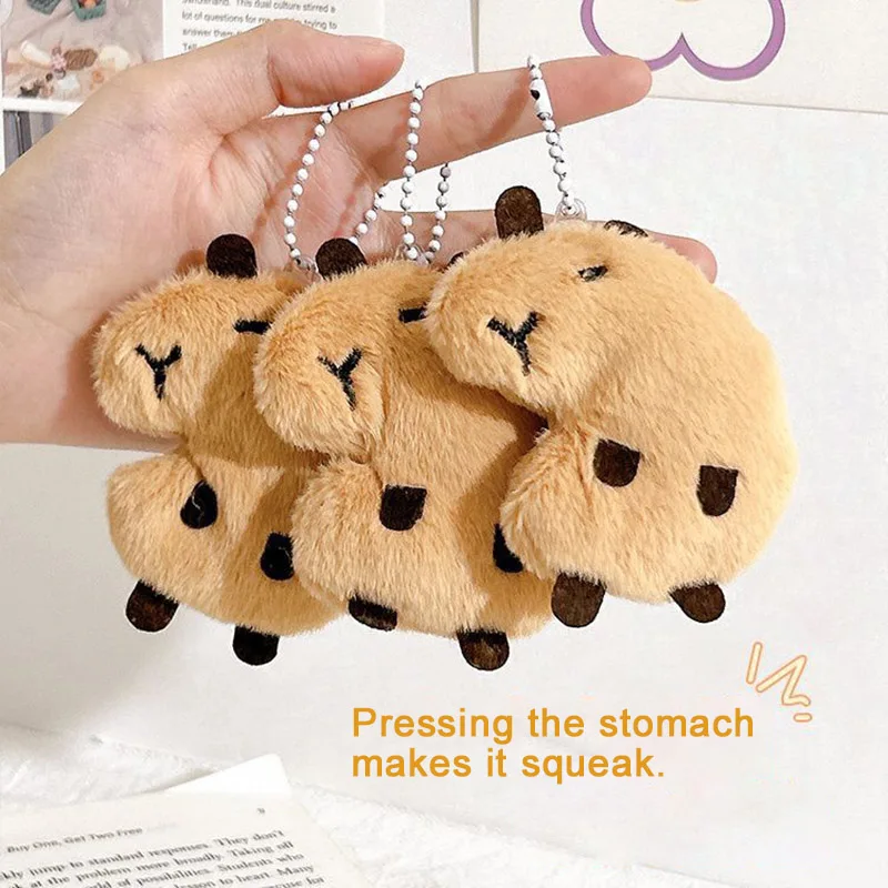 

Cute Squeaky Capybara Plush Doll Pendant Funny Cartoon Animal Doll Charms KeyChain Cute Girl Backpack Pendant Birthday Gift