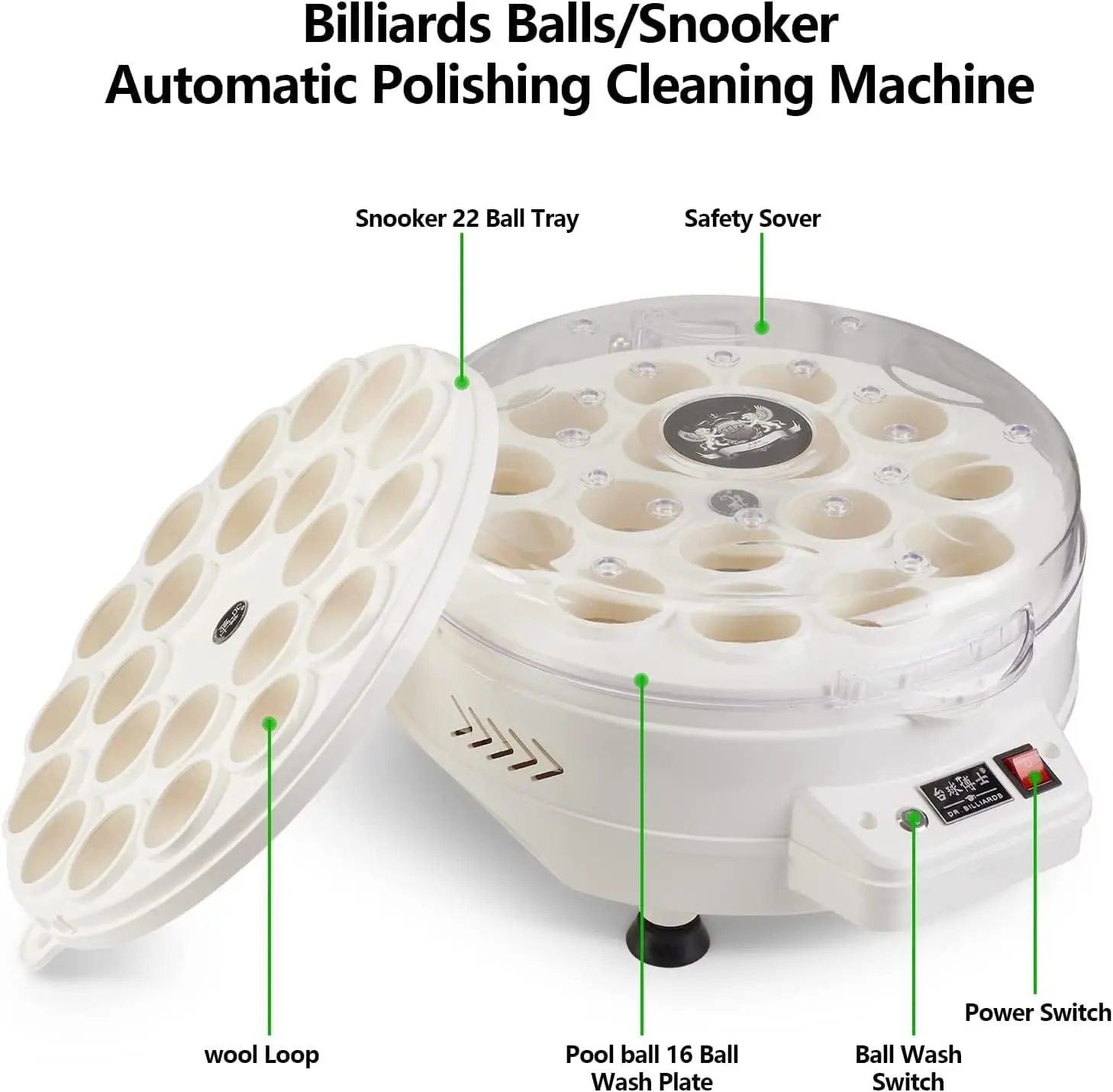 Pool Balls Cleaner Snooker Ball Washing Clean Machine, Billiard Ball Cleaner Machine Pool 16/22 Balls Clean Automatic Washer