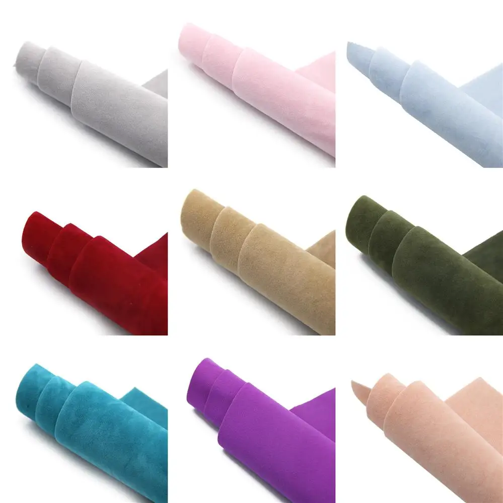 Leather Fabric 20*33cm Velvet Solid Color Double Sided Faux Leather Sheet Fabric for Bows Earrings Handbag DIY Handmade Vinyl Material