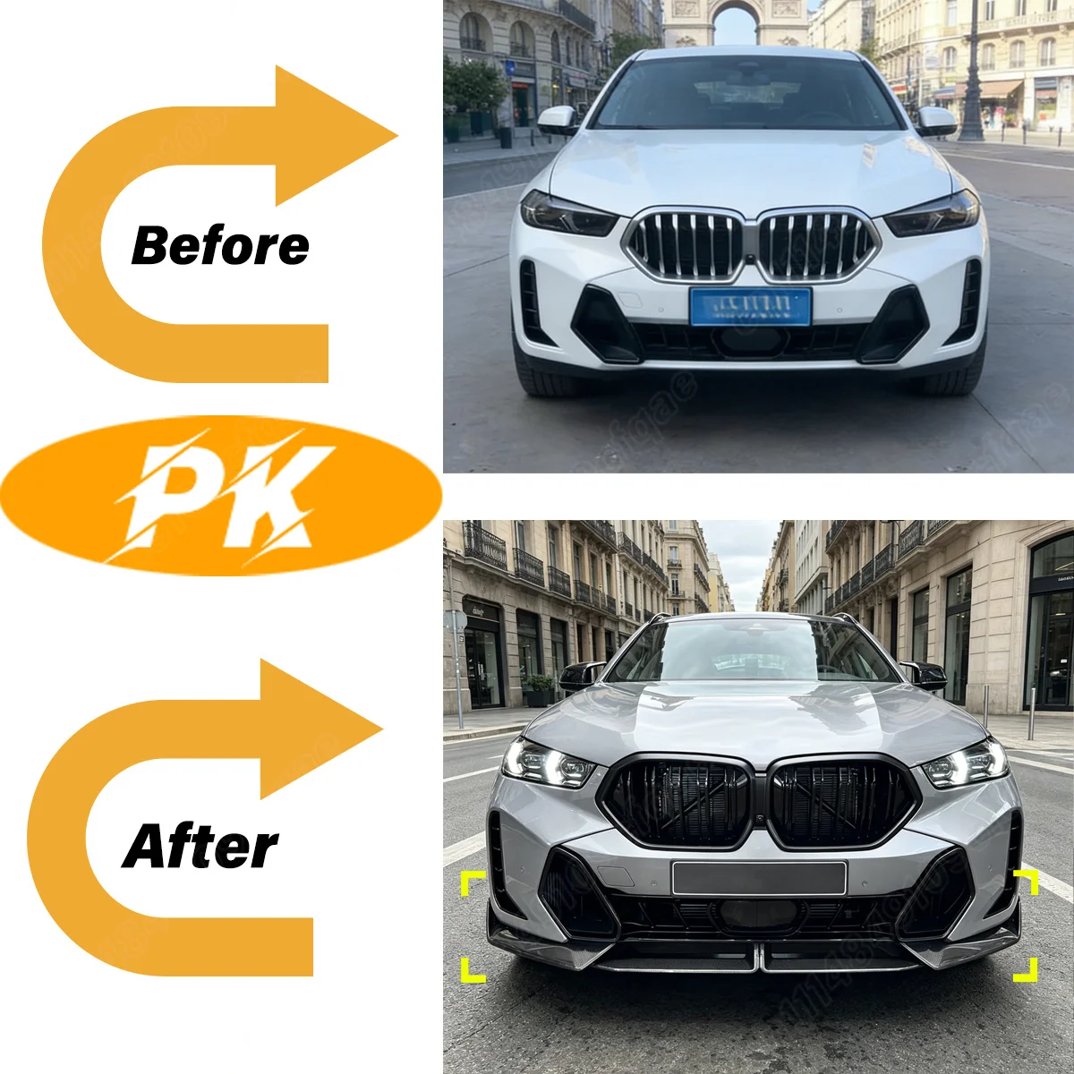 BMW X6 G06 LCI M 스포츠 2023 2024 2025 2026 자동차 프론트 범퍼 립 카 프론트 턱 스포일러 바디 개조 키트