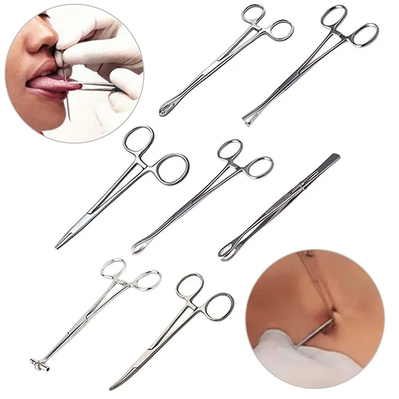 Piercing Tool 1Pc Surgical Steel Opening Closing Needle Ball Clamp Plier Different Open Shape Tweezers Piercing Professional Puncture Tool
