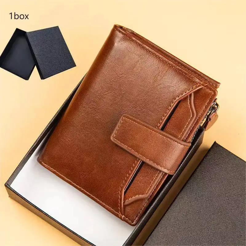 Mens Vintage Leather Wallet - Multi-Card PU Leather Gift Box
